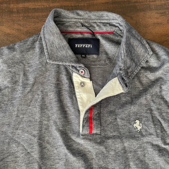 FERRARI White Cotton Blend Polo Shirt XXL - Picture 1 of 5